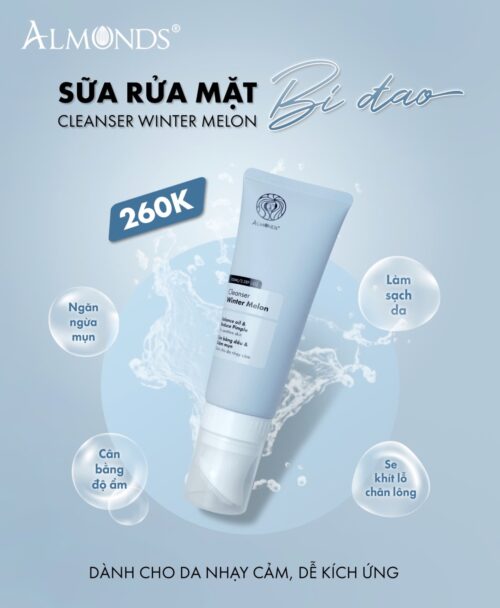 Sữa rửa mặt bí đao Almonds 100ml dành cho da nhạy cảm