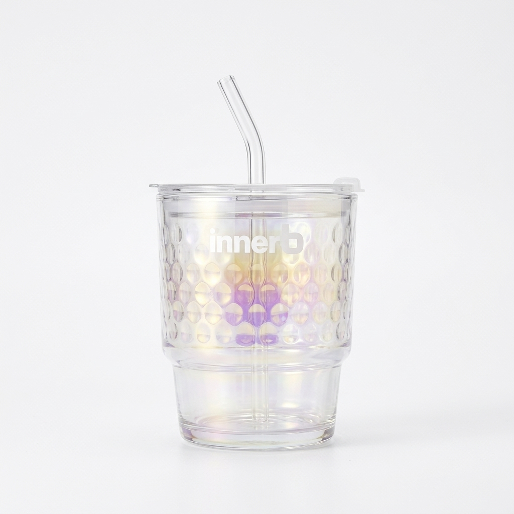 sản phẩm - [PHIÊN BẢN GIỚI HẠN] Cốc thủy tinh cầu vồng có ống hút dung tích 330ml an toàn cho sức khỏe