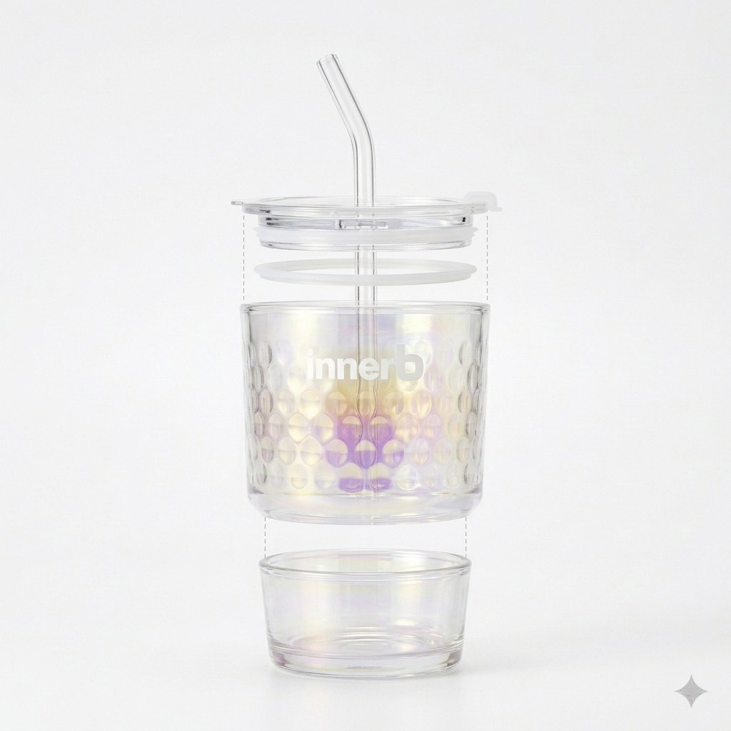 sản phẩm - [PHIÊN BẢN GIỚI HẠN] Cốc thủy tinh cầu vồng có ống hút dung tích 330ml an toàn cho sức khỏe