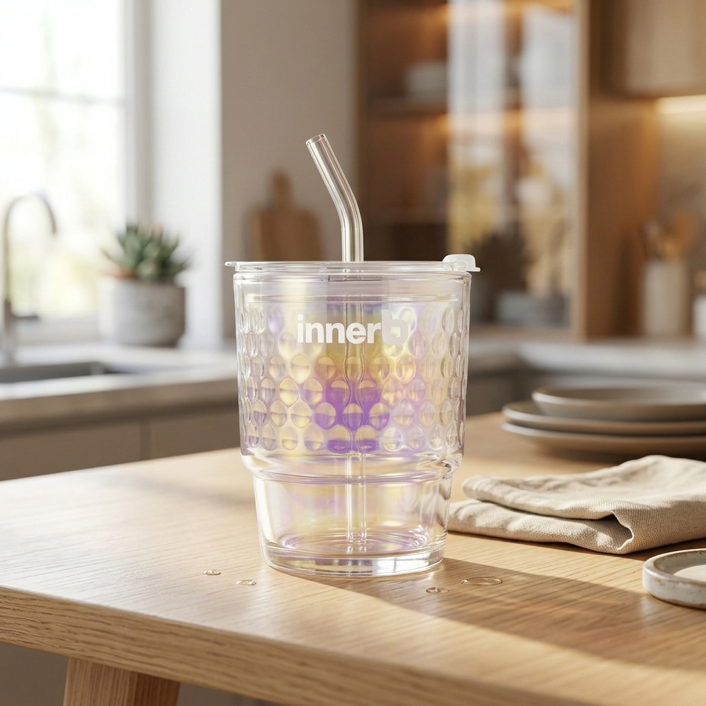 sản phẩm - [PHIÊN BẢN GIỚI HẠN] Cốc thủy tinh cầu vồng có ống hút dung tích 330ml an toàn cho sức khỏe 5