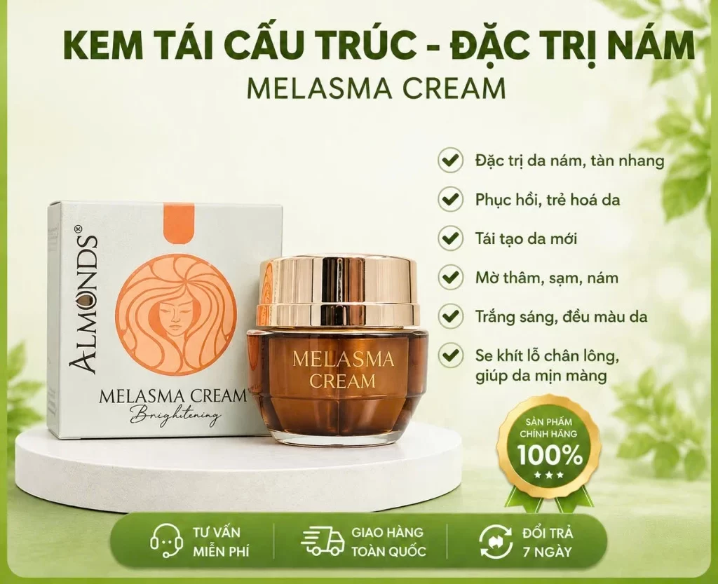 Kem Peel Tái Tạo Da Nám ALMONDS Melasma Cream chính hãng không sưng đỏ