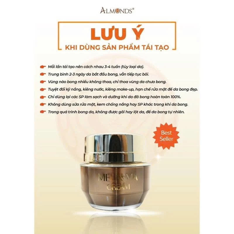Làn da căng bóng đều màu sau khi dùng kem Peel Tái Tạo Da Nám ALMONDS